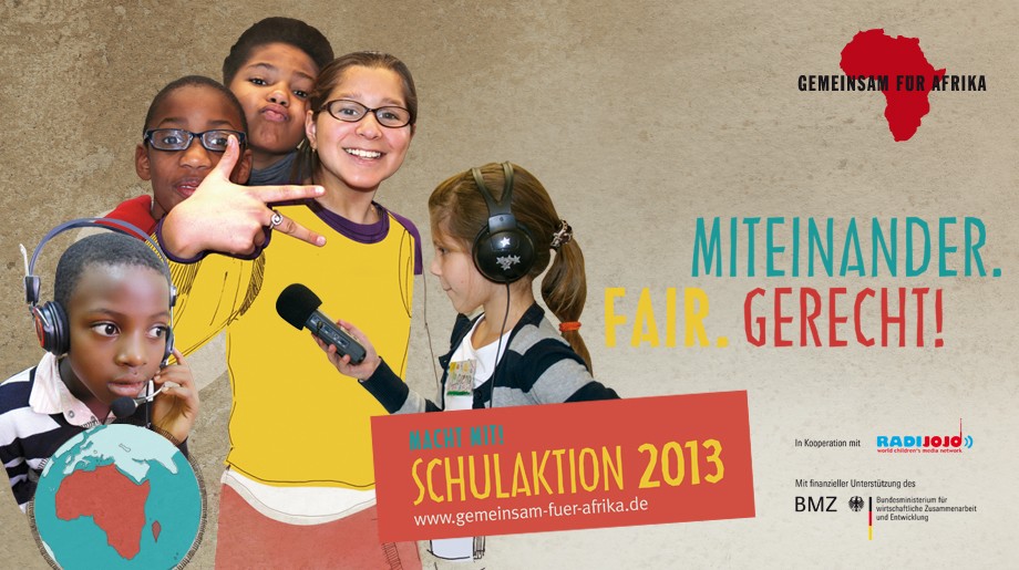 Banner Schulaktion "Miteinander. Fair. Gerecht."