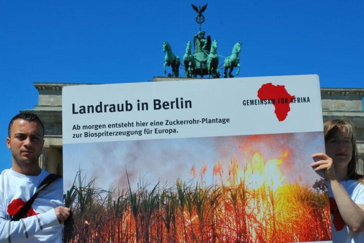 Straßenaktion 2012: Stoppt Landraub!_©GEMEINSAM FÜR AFRIKA